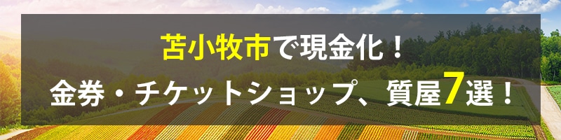 苫小牧市で現金化！苫小牧市の金券・チケットショップ、質屋7選！