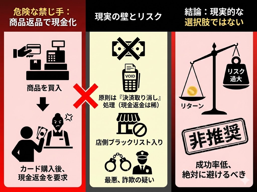 商品を返品して返金を受ける方法の図解